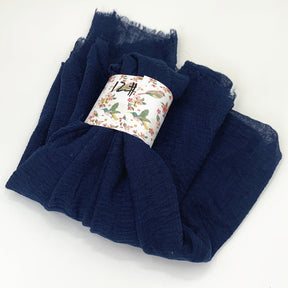 WJ01  Plain Seersucker Crinkle Fringe Edge Large Hijab