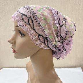 H311 lace Flower hijab turban hat