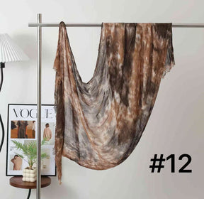 SS008  Modal Dreamy Tie-Dye Short Tassel Crinkle Hijab