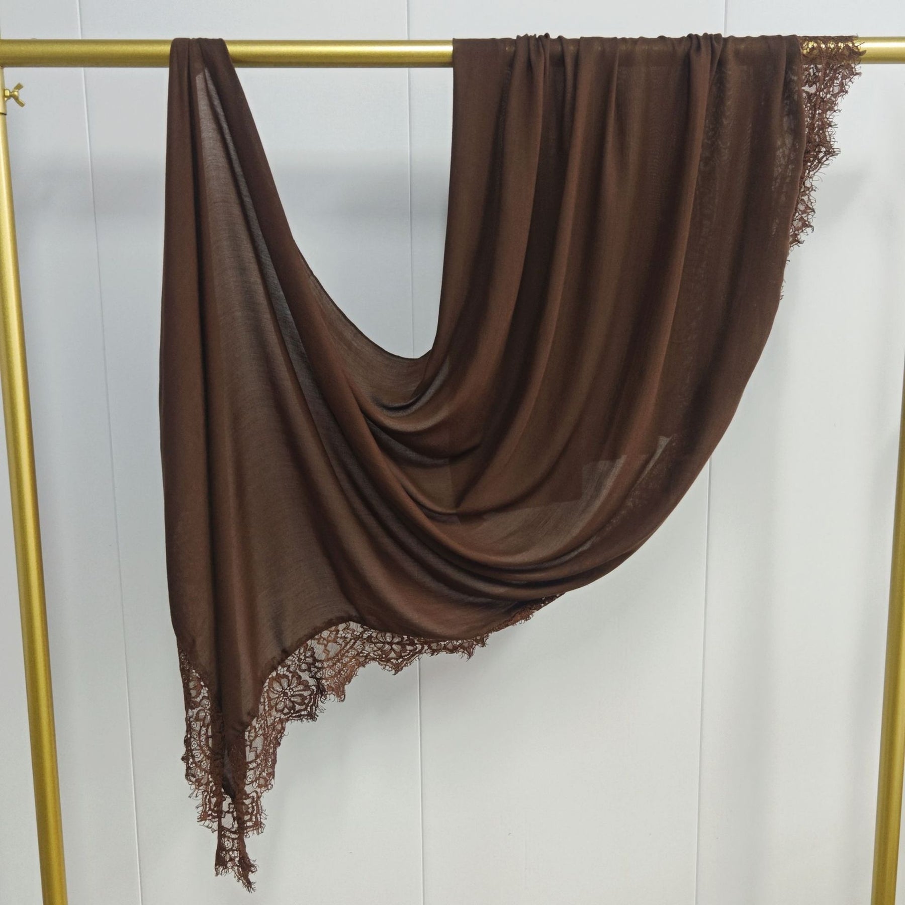 WJ079  Plain Modal Hijab with Lace Trim