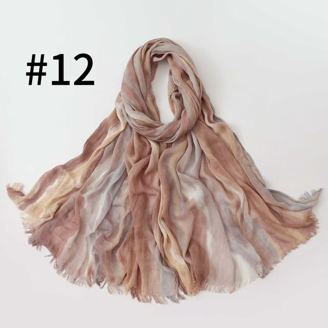 WJA485  Gradient Tie-Dye Autumn/Winter Crinkled Hijab