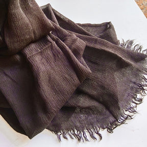 WJA79  Plain natural crinkle cotton hijab with fringes on both ends