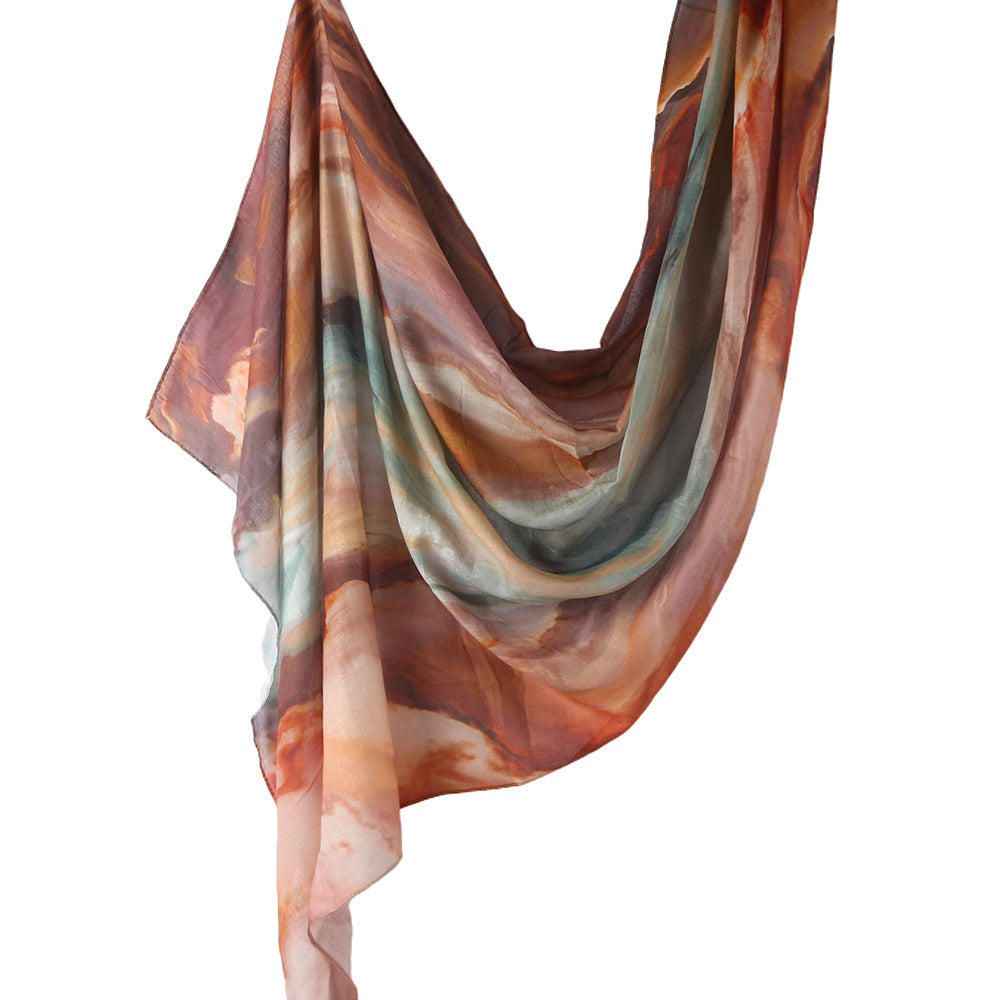 WJ001  Printed Tie-Dye Polyester Long Hijab