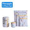 #129-Pineapple 5 Piece Set （Small Medium Large Cylinder Bra Bag）