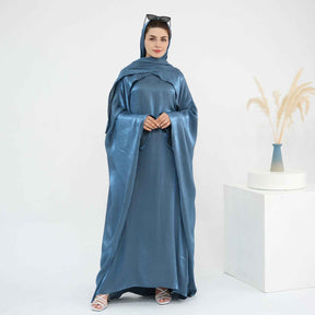LR1028 Plain Beaded Elegant Abaya + Hijab