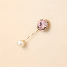 55646  Crystal Brooch with Colorful Zircon Gemstones, Long Pin