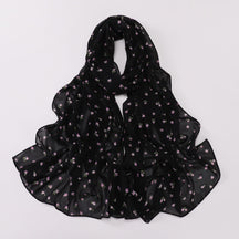 W-0022  Ditsy Floral Printed Pearl Chiffon Hijab