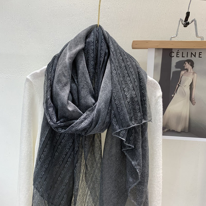 色 麻薄款 Plain Linen Lace Cotton Hijab - Color Option