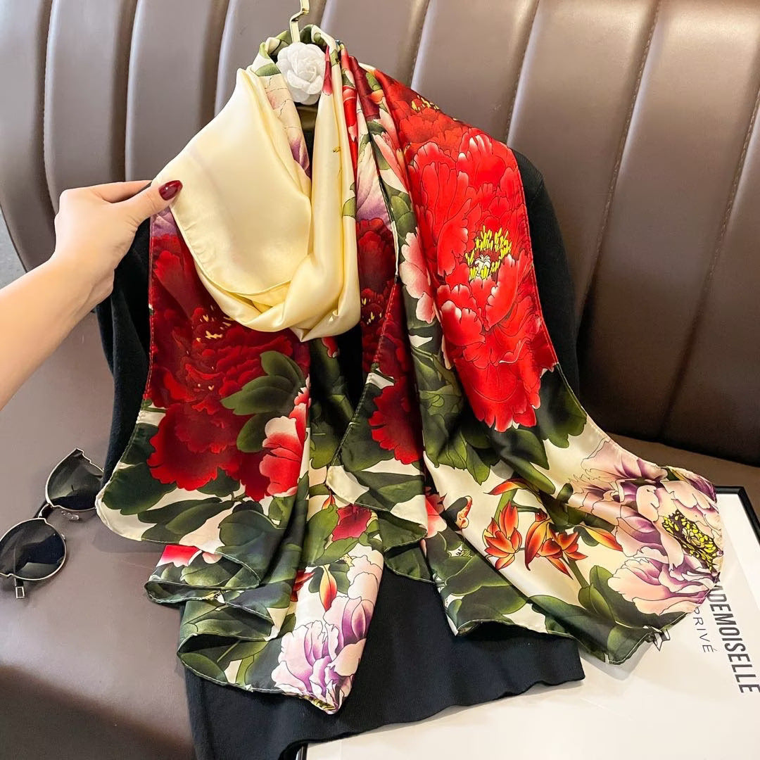 21203  Printed Extra-Long Lightweight Polyester Layering Scarf