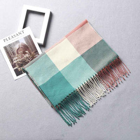 TL-32  Fashion Plaid Faux Cashmere Scarf