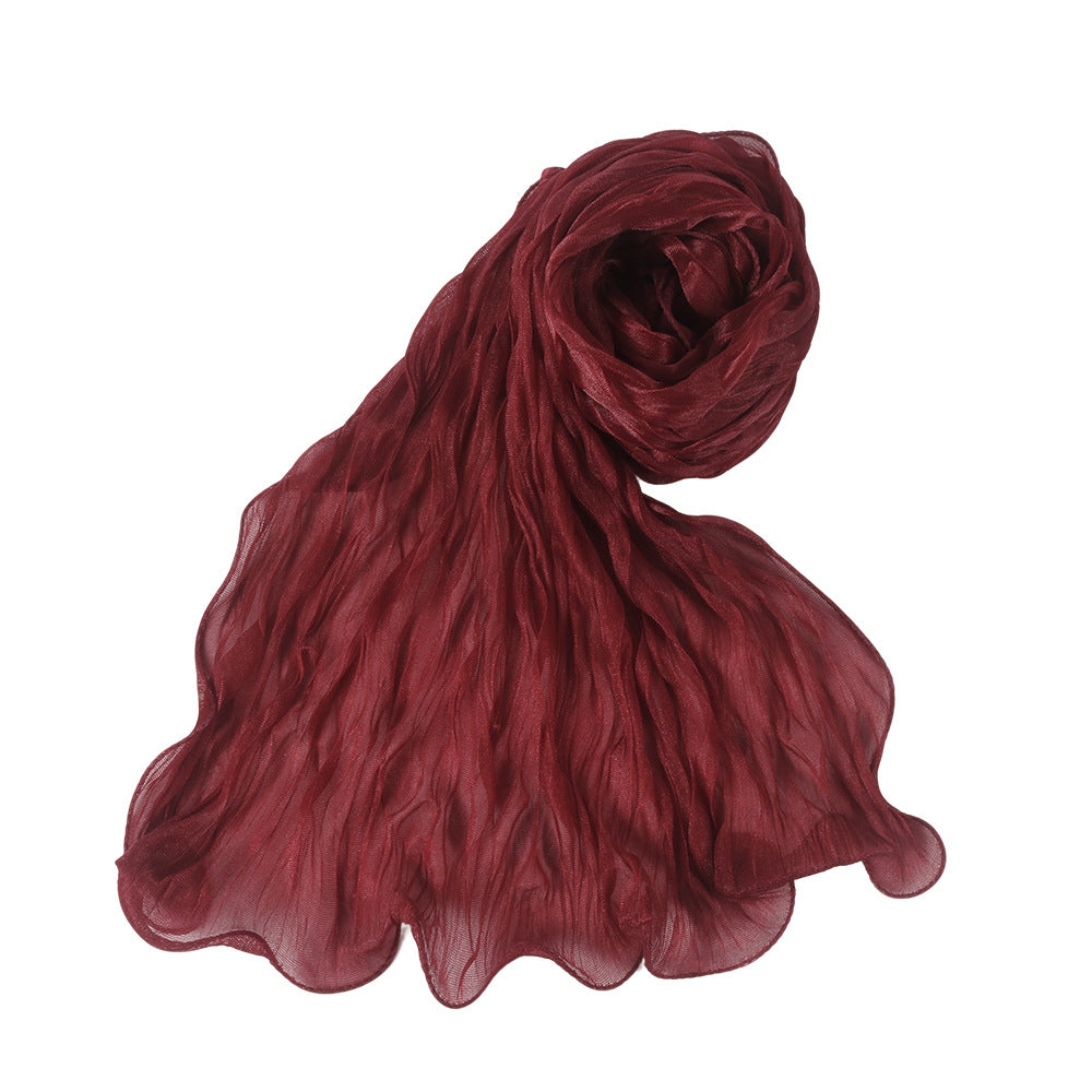 WJ090  Plain breathable bright silk bubble crepe hijab