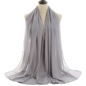 YW016  Plain pearl chiffon hijab