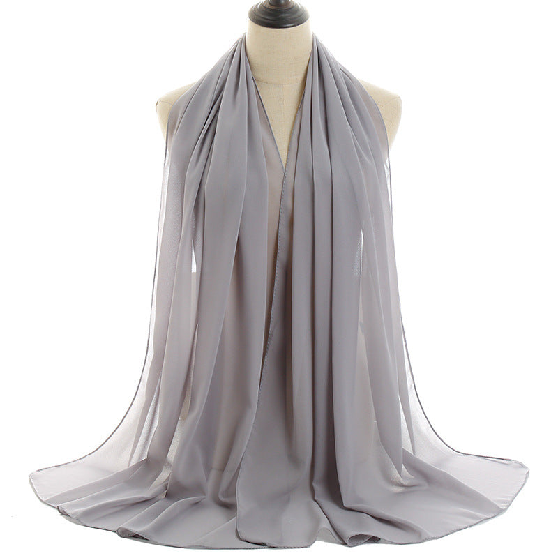 YW016  Plain pearl chiffon hijab