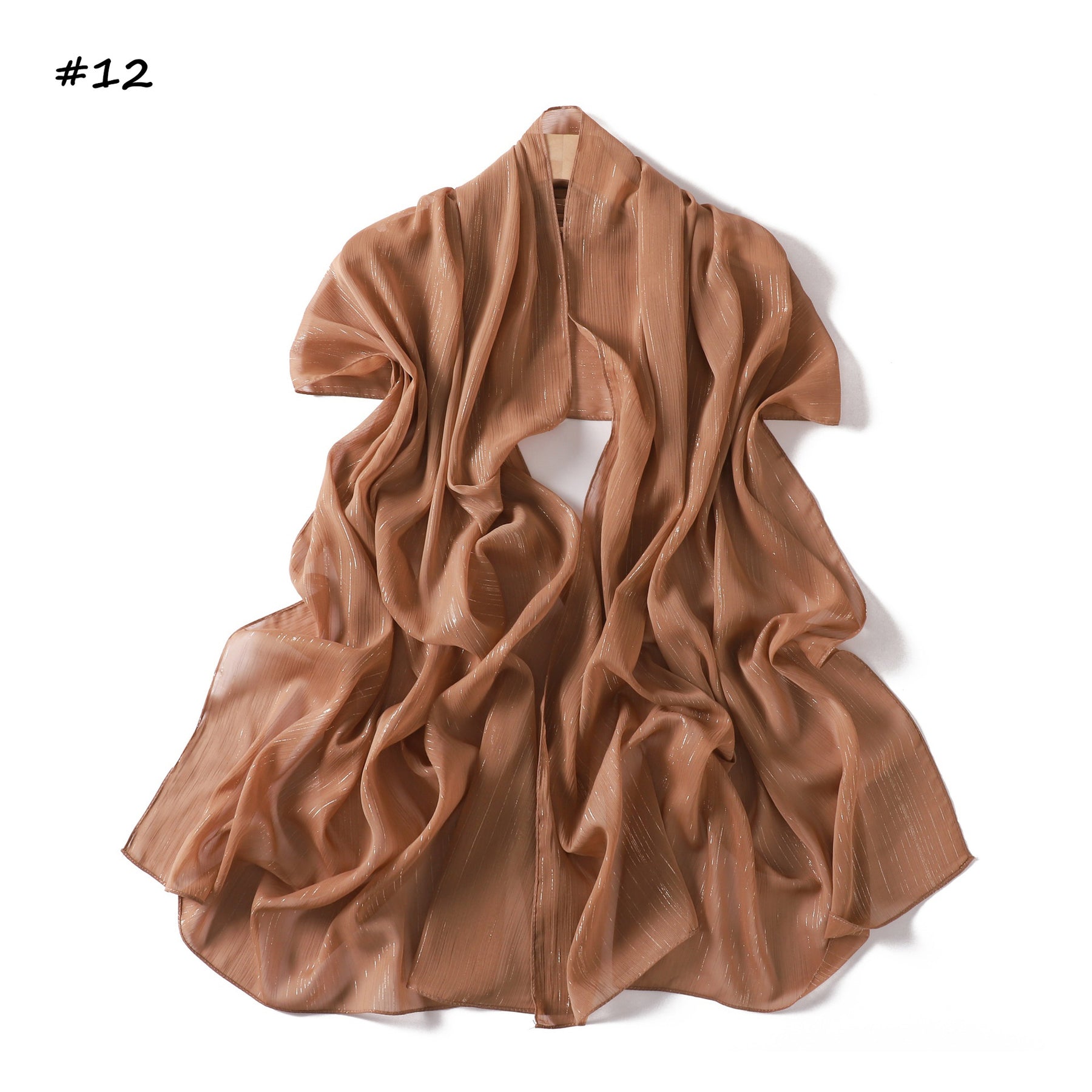 YZ375  Plain Silver Thread Crinkled Chiffon Hijab