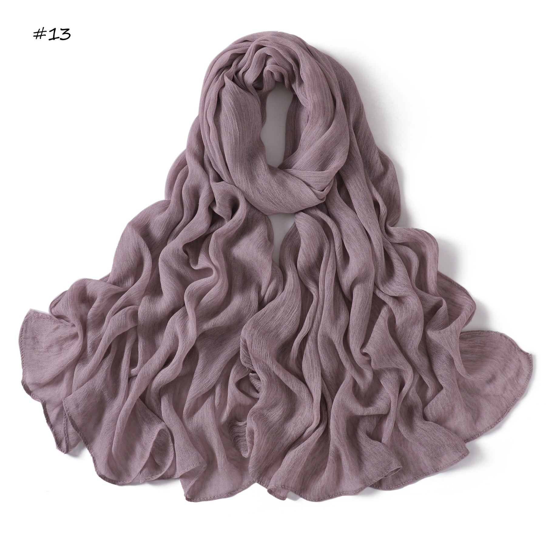 YZ322  Plain Washed-Dye Modal Crinkle Rolled-Edge Hijab