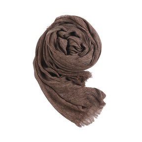 WJ070  Crinkled Rayon Scarf, Finished with Side Fringe