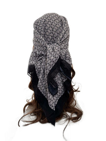 ASYLT552509018  90*90cm Paisley Printed Polyester Hotfix Rhinestone Square Scarf