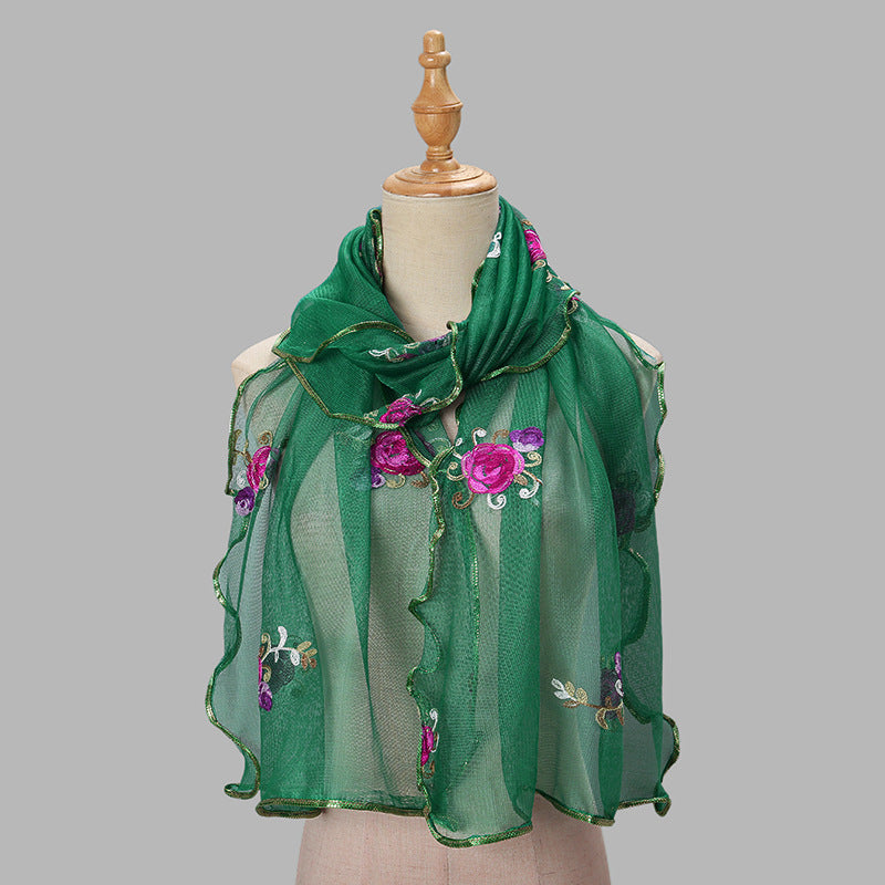 YSY559 Exquisite yarn embroidered scarf shawl