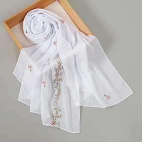 VE122  High-Quality Plain Elastic Chiffon Hijab with Embroidery