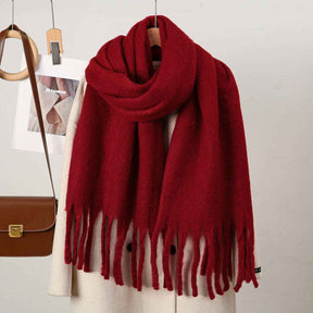 DJ004  Winter Warm Scarf - Plain & Elegant Tassels