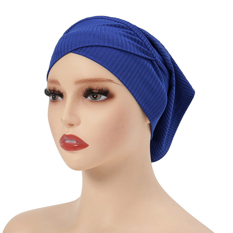 MSL028 Fashion bottom hat threaded cotton solid color headscarf