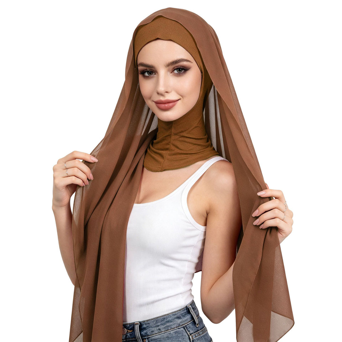 CB-01  Chiffon Scarf Hat Set with Pearl