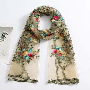 VE154  Nylon Embroidered Breathable Lightweight Hijab