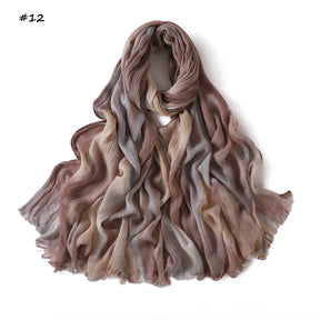 YZ331  Gradient Viscose Crinkle Long Hijab Lightweight Breathable