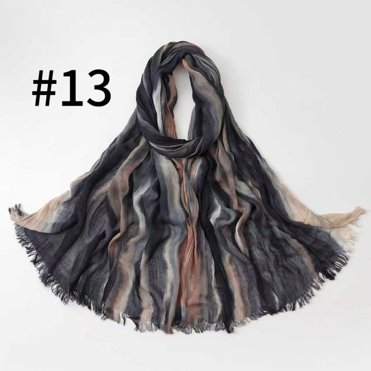 WJA485  Gradient Tie-Dye Autumn/Winter Crinkled Hijab