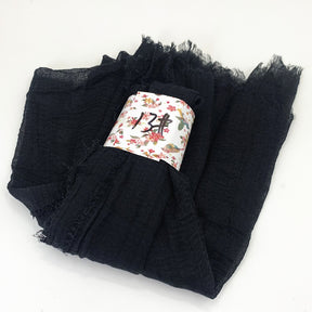 WJ01  Plain Seersucker Crinkle Fringe Edge Large Hijab