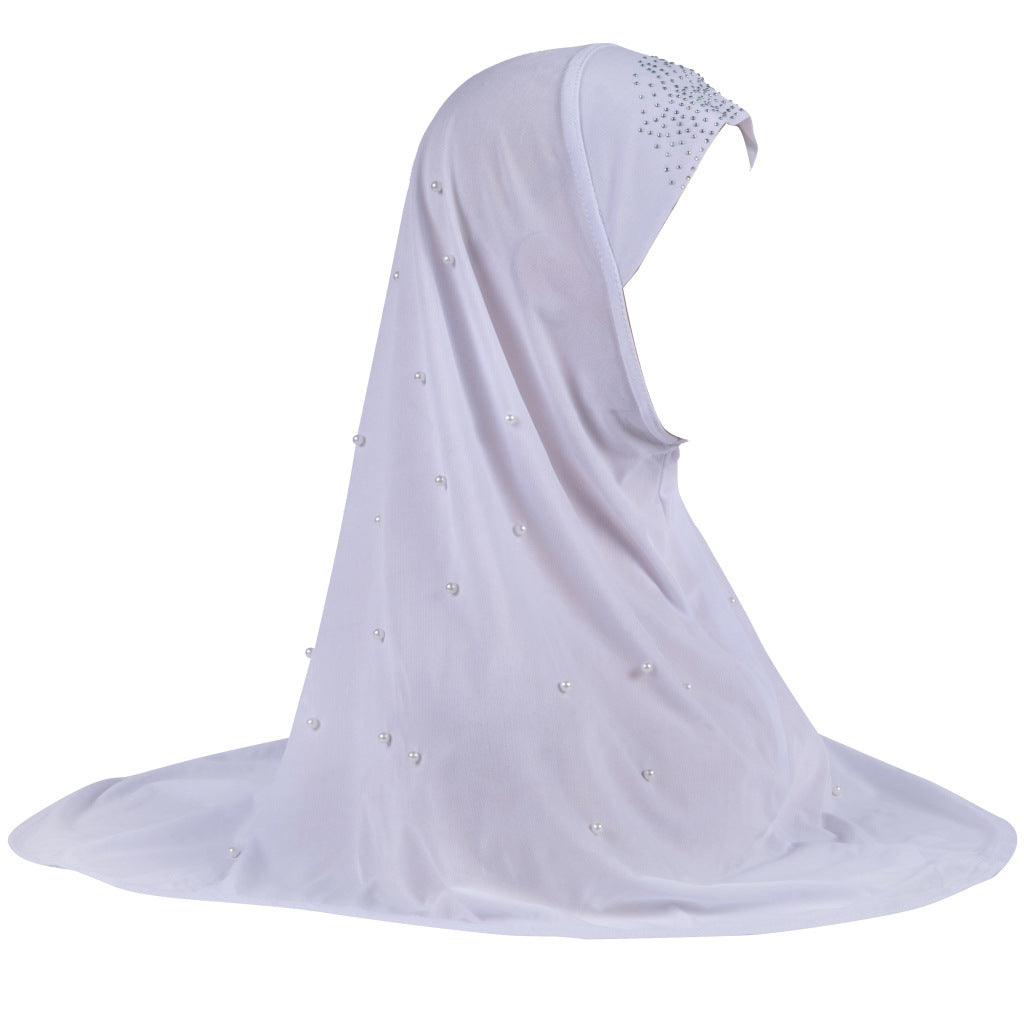 H016 pearl Crystal liinen plain instant hijab