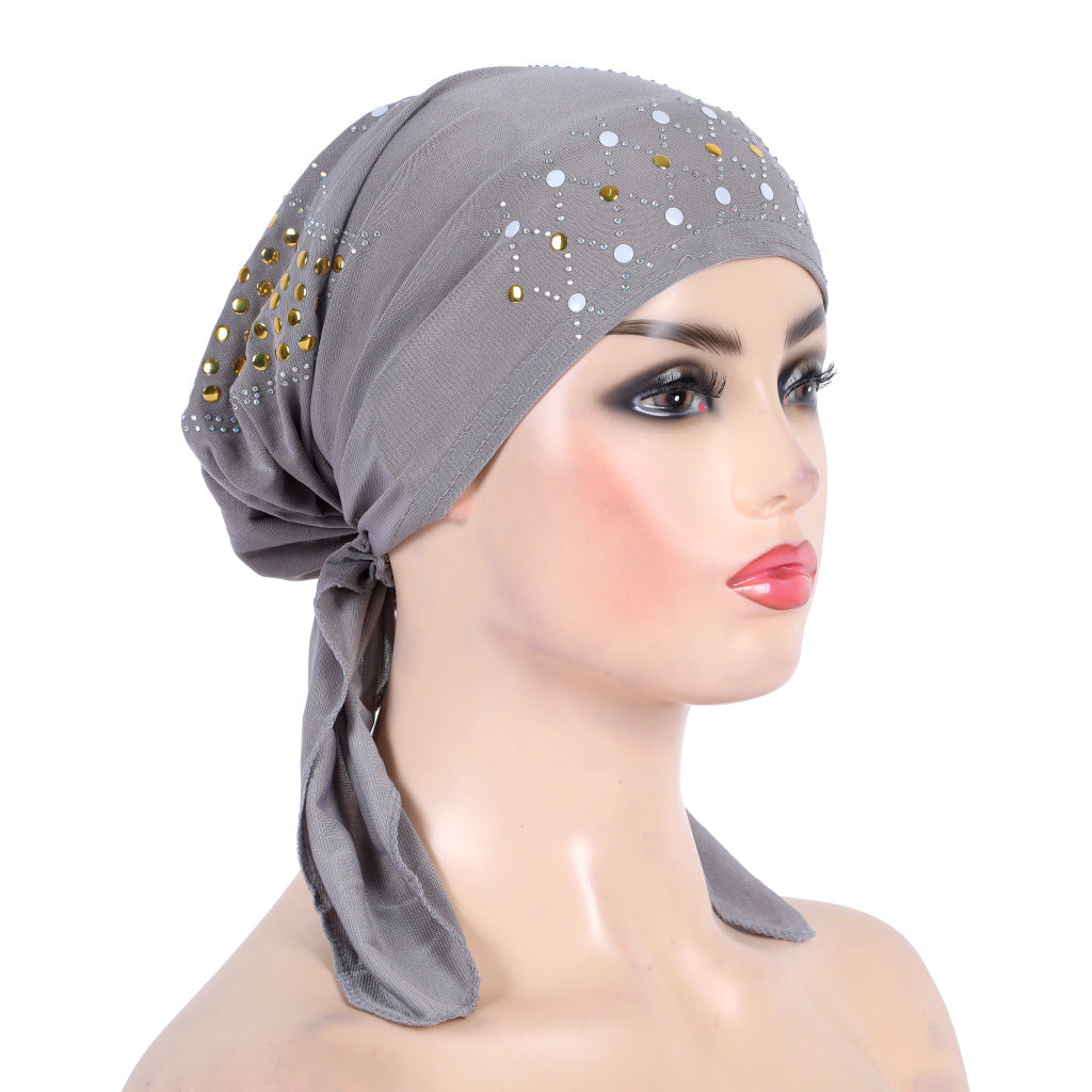 H089 plain hot stamping diamond hijab turban hat