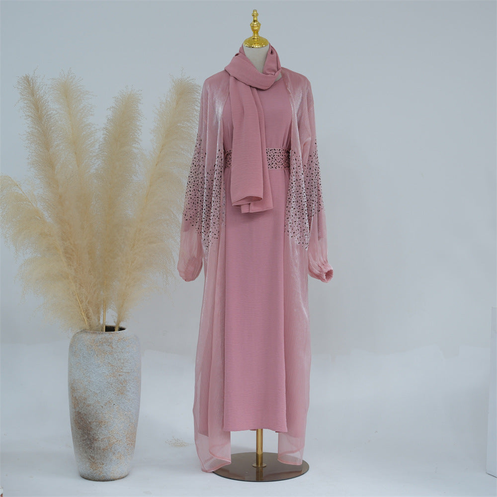 LR698 Everyday solid puff sleeve robe cardigan