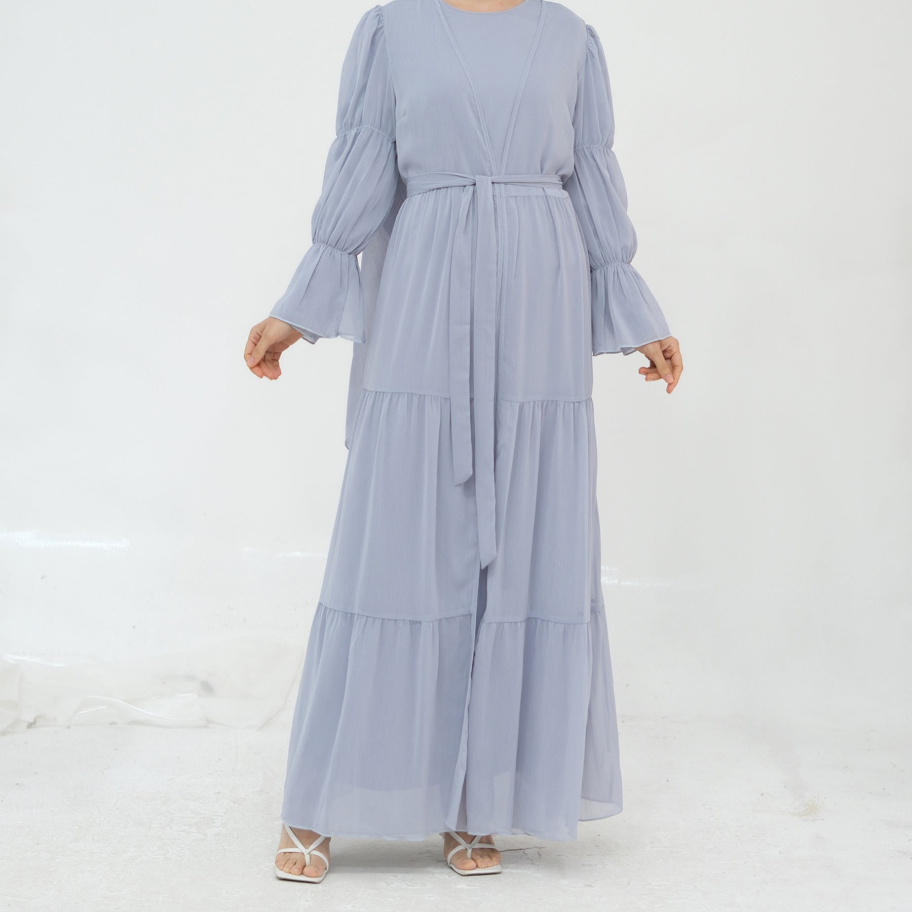 LR866+LR867   (abaya + hijab + underwear)Elegant Cardigan abaya