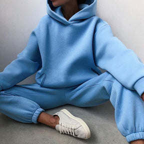 21660  Fashion Sporty Plain Hooded Sweatshirt Casual Set Abaya