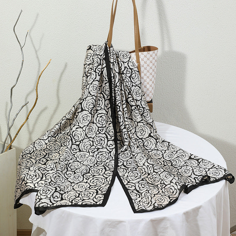 21203  Printed Extra-Long Lightweight Polyester Layering Scarf