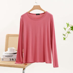 JC001  Crew Neck Modal Long Sleeve Loose Stretch Top