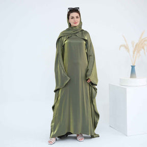 LR1028 Plain Beaded Elegant Abaya + Hijab