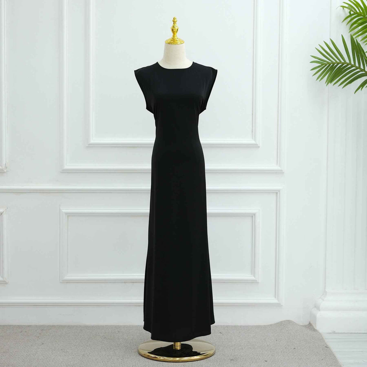LR962+LR1003 Plain Bow Abaya Dress Set