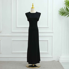 LR962+LR1003 Plain Bow Abaya Dress Set