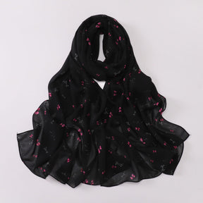 W-0022  Ditsy Floral Printed Pearl Chiffon Hijab