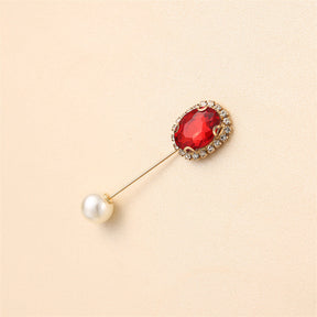 55646  Crystal Brooch with Colorful Zircon Gemstones, Long Pin