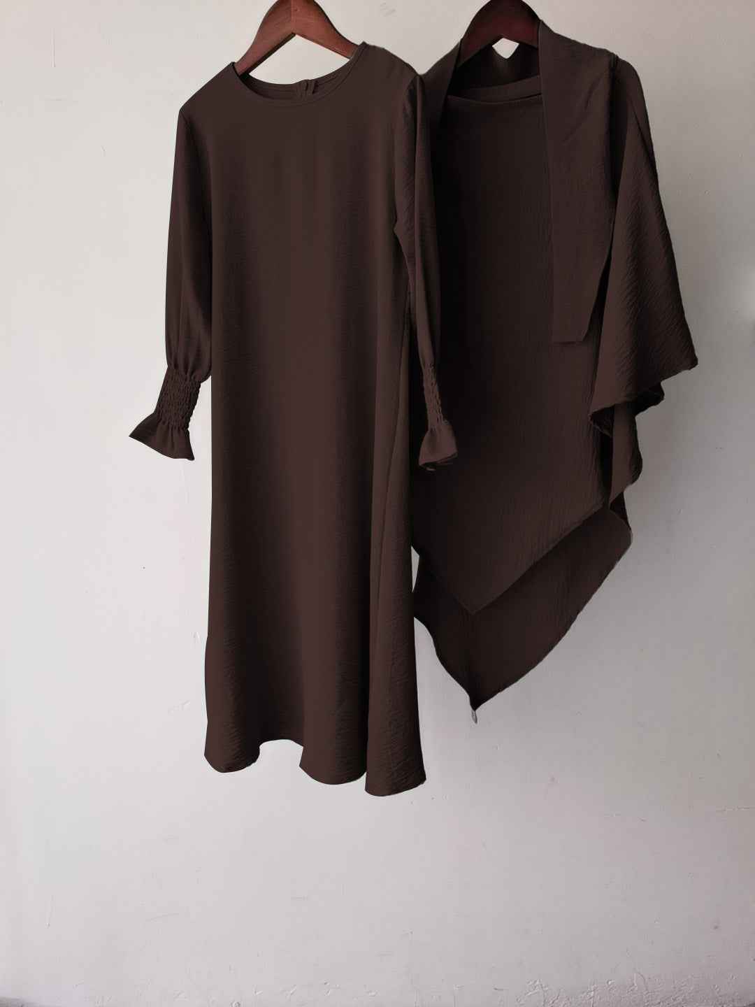 23591 Children's Solid Color Ruffle Dress & Shawl Set