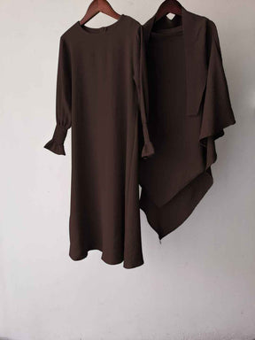 23591 Children's Solid Color Ruffle Dress & Shawl Set