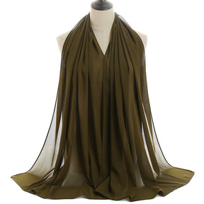 YW016  Plain pearl chiffon hijab