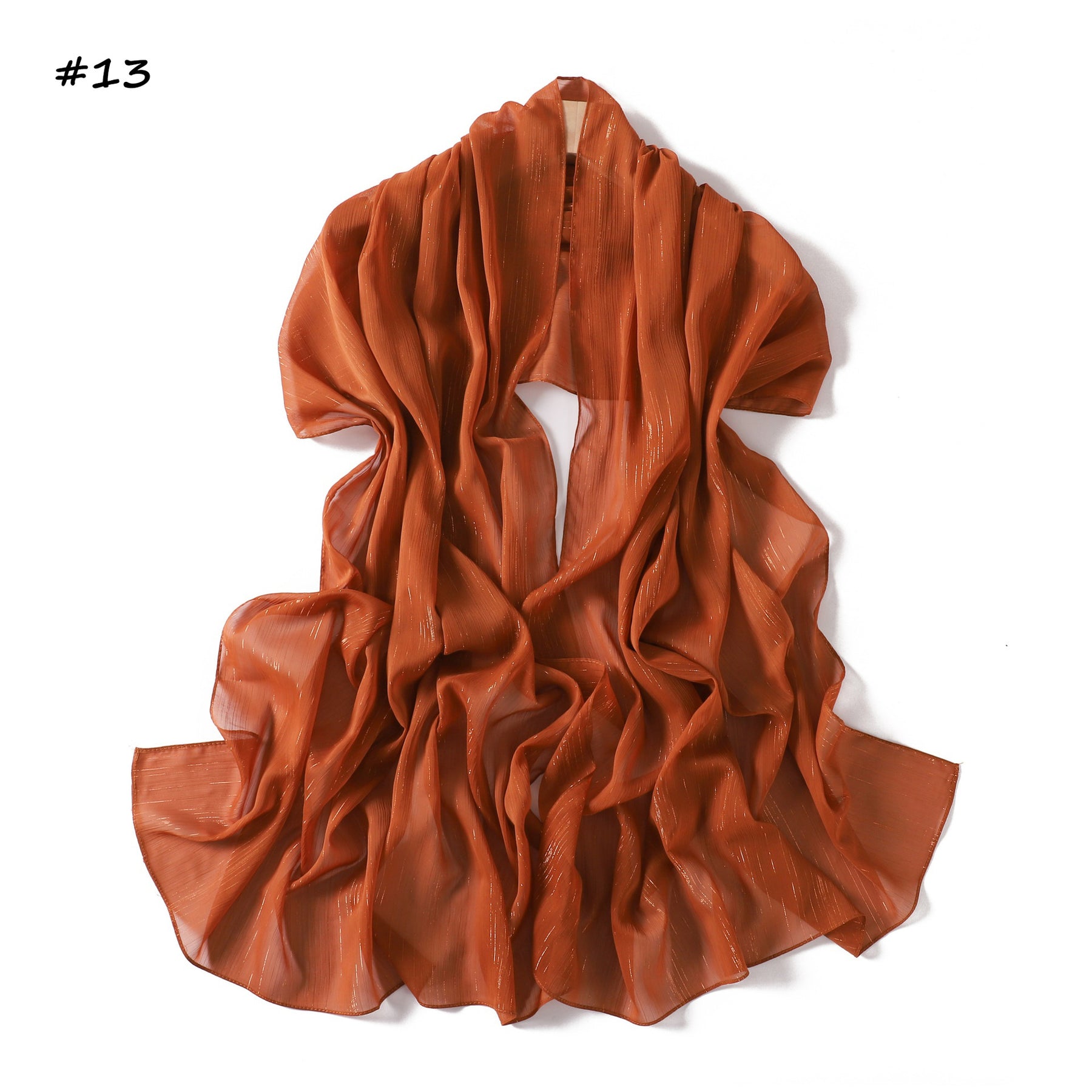 YZ375  Plain Silver Thread Crinkled Chiffon Hijab