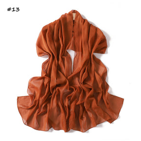 YZ375  Plain Silver Thread Crinkled Chiffon Hijab