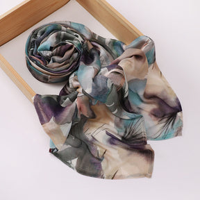 MSL395  Modal printed double stitch scarf