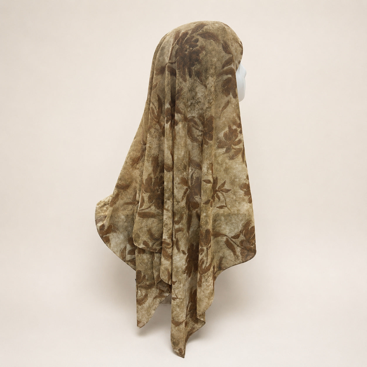 JBXF000  Printed Chiffon Hijab + Attached Tie Back Cap