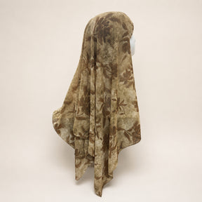 JBXF000  Printed Chiffon Hijab + Attached Tie Back Cap